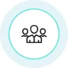 Icon of three people, representing a group or team.