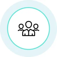 Icon of three people, representing a group or team.