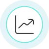 Icon with a light blue outer border and schedule rising up.