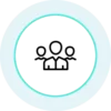 Icon of three people, representing a group or team.