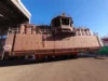 Large unfinished ship superstructure.