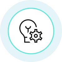 Icon of a lightbulb and a gear, symbolizing ideas and innovation.