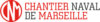 Chantier Naval de Marseille logo with red and black text and a stylized 'CNM' symbol.