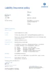 Liability insurance policy issued by Zurich Insurance for Navalis Group OÜ, covering general liability and products liability with a policy period from 01.04.2024 to 31.03.2025, with coverage details and policy limits specified.