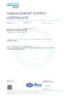 DNV Management System Certificate for Navalis Group OÜ, certifying compliance with ISO 14001:2015 for environmental management in the production and installation of metal frameworks and pipelines related to shipbuilding and repair.